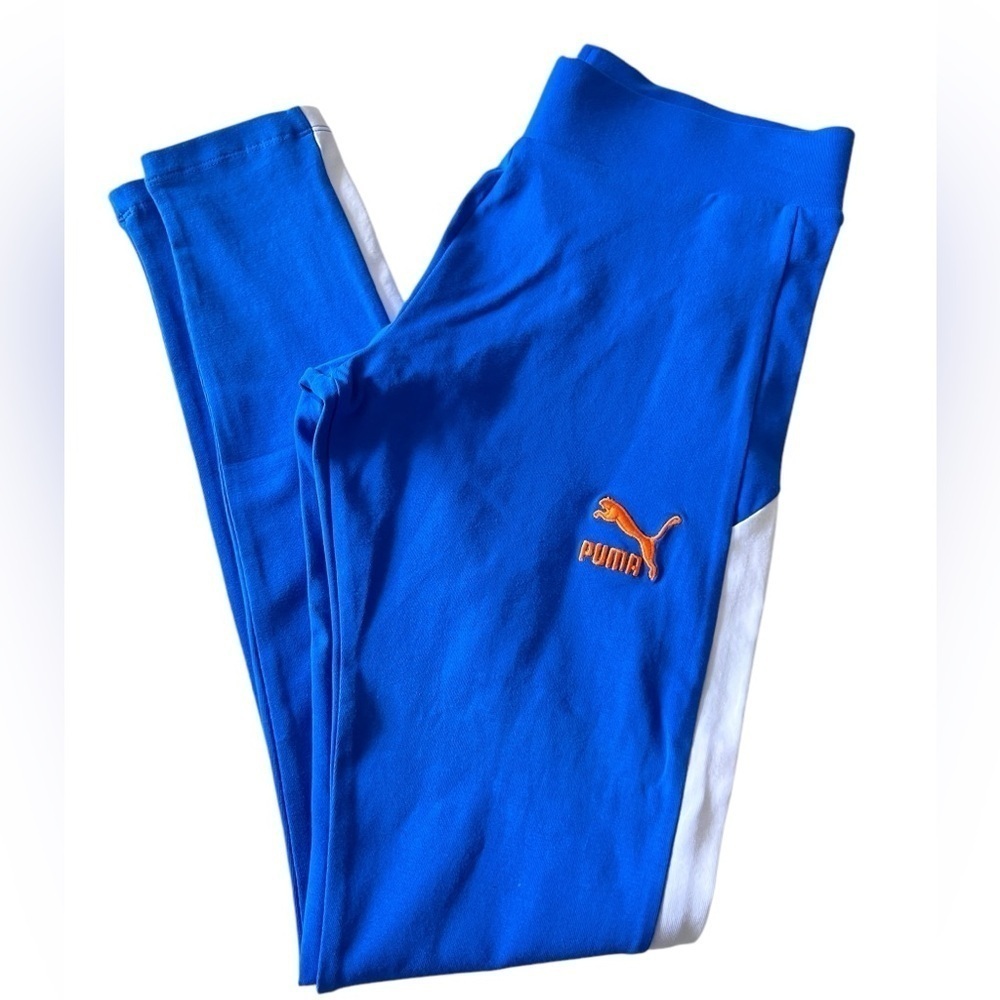 Puma blue and orange tracksuit ankle leggings. New with tags.